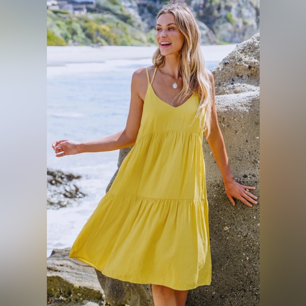 ‼️SOLD‼️ 183. NWT! Cupshe Yellow Scoop Neck Sleeveless Midi Dress. Strappy Back